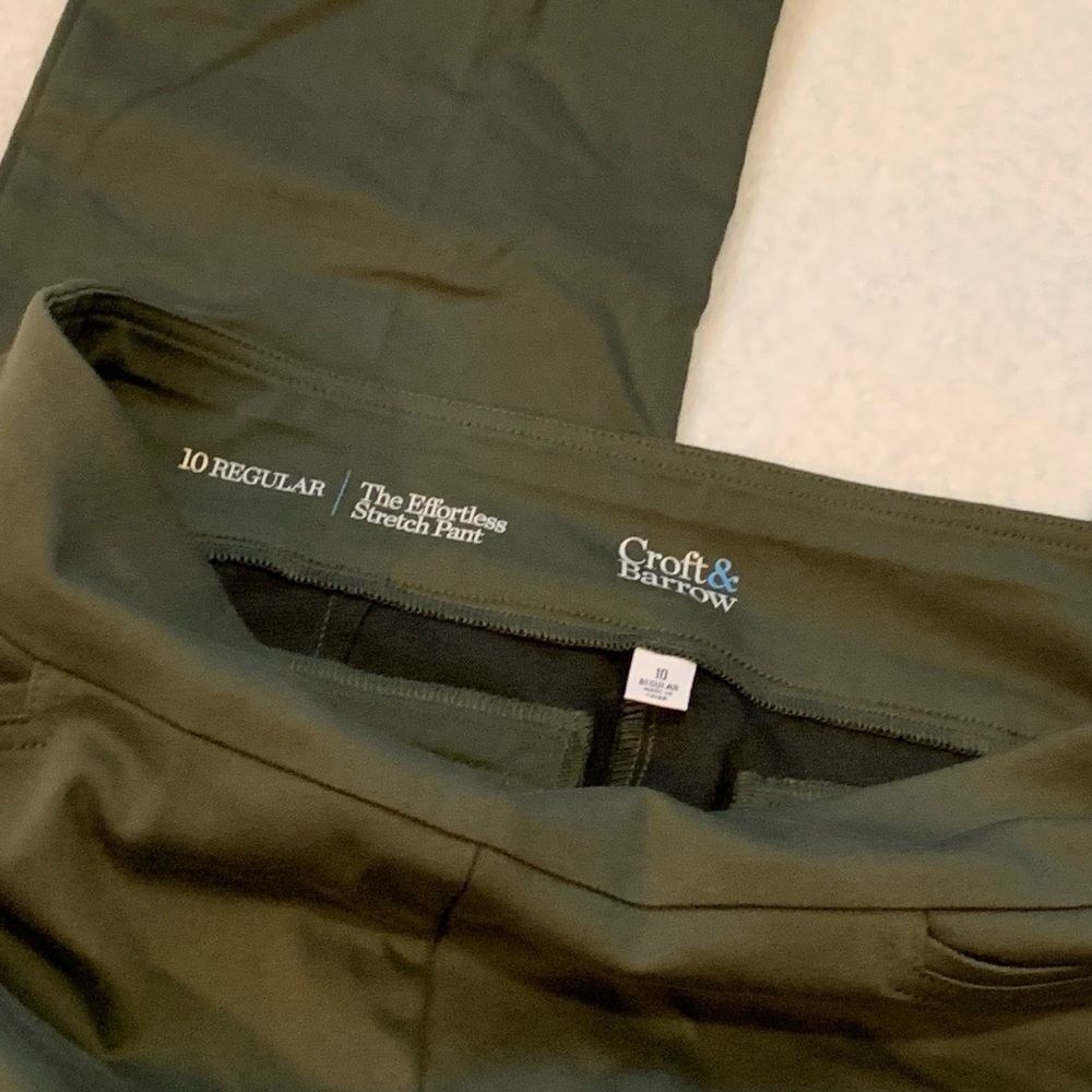 Croft & Barrow Effortless Stretch Pull-On Straight Leg Pants Olive Green NWOT - Picture 4 of 7